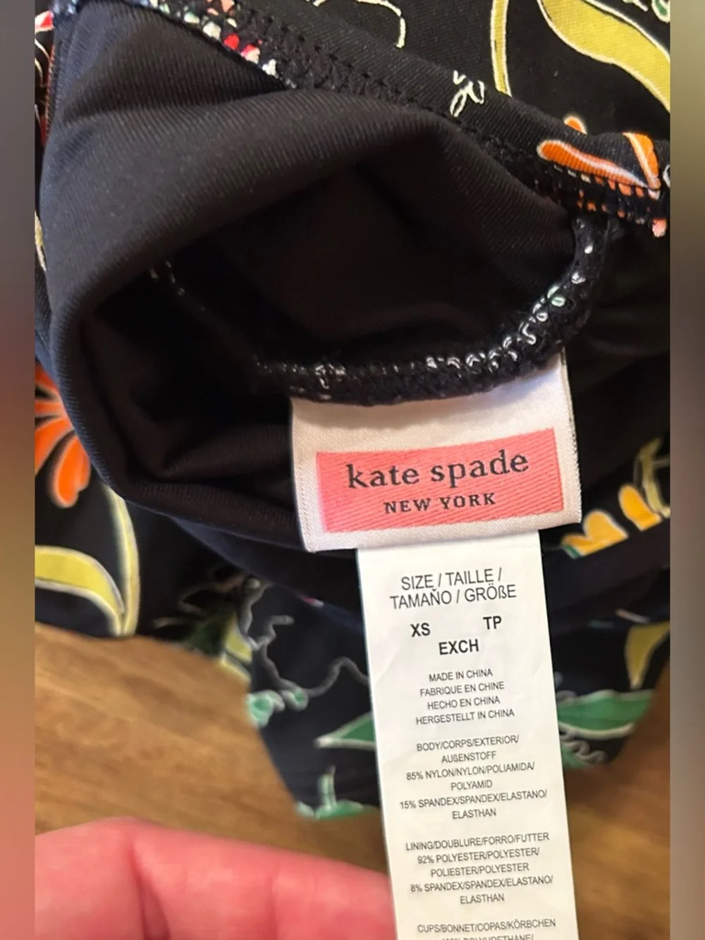 KATE SPADE Black Floral Off-Shoulder Ruffle‎ One-Piece Roof top Garden. XS.